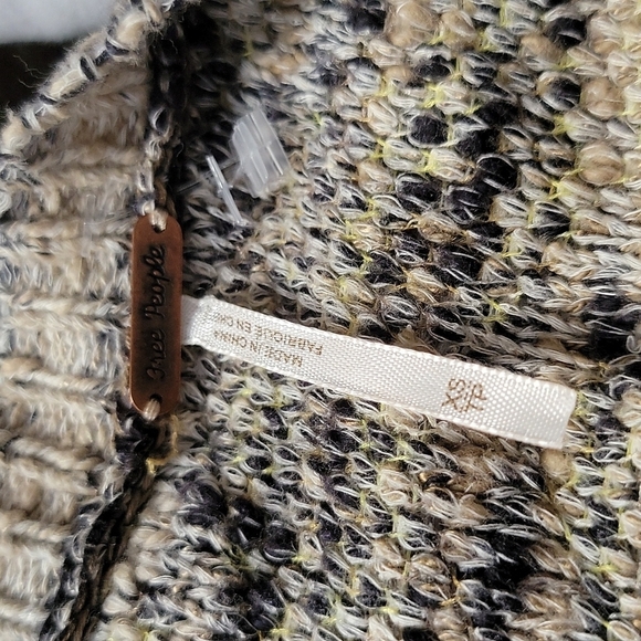 Free People Woven Cotton Zip Cardigan Size XX Small Brown Creme - Picture 2 of 4